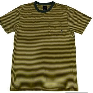 Vans Vintage Style Yellow and Green Striped Ringer Pocket Tee